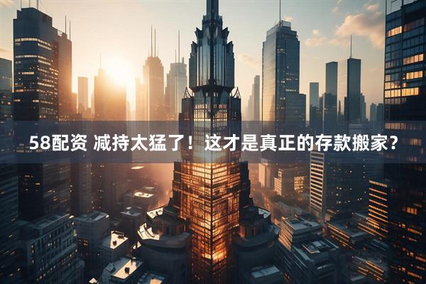 58配资 减持太猛了！这才是真正的存款搬家？